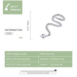 925 Sterling Silver Long Snake Stud Earrings for Women