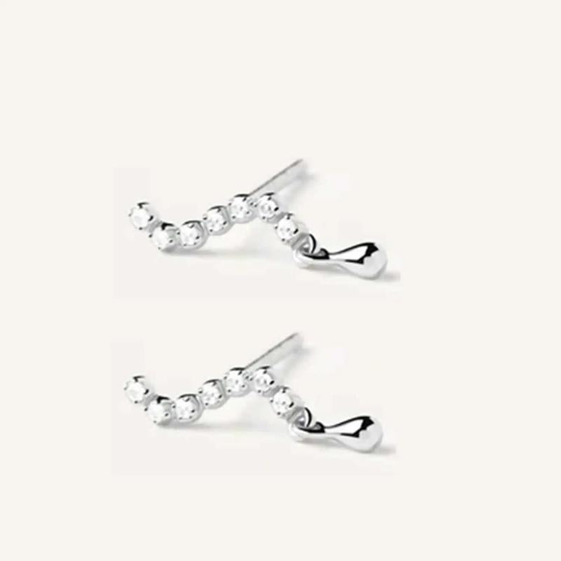 925 Sterling Silver Stud Earring Irregular Piercing Women Jewelry