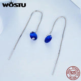 925 Silver Pink Clear CZ Tassel Earrings Drop Dangle Ear Stud for Women