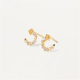925 Silver C Yellow Clear Zircon Stud Earring Women Fine Jewelry