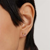 925 Silver C Yellow Clear Zircon Stud Earring Women Fine Jewelry