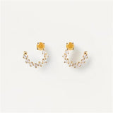 925 Silver C Yellow Clear Zircon Stud Earring Women Fine Jewelry