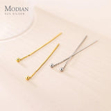 925 Silver Long Beads Stud Earrings for Women