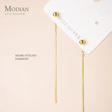 925 Silver Long Beads Stud Earrings for Women