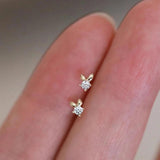 S925 Sterling Silver Flower and Bunny Stud Earrings