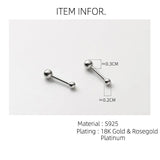 925 Silver Stud Earrings For Women Girls Small Ball Nut Screw