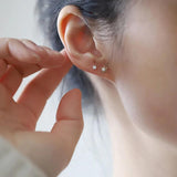 925 Silver 14K Star Zircon Stud Earrings Piercing Jewelry