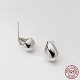 925 Silver Water Drop Earrings Glossy Ear Piercing Studs for Women