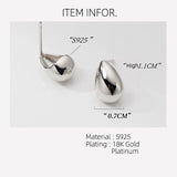 925 Silver Water Drop Earrings Glossy Ear Piercing Studs for Women