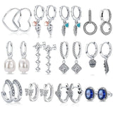 925 Silver Heart and Conch Shell Earrings for Women