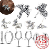 925 Silver Red Eye Zircon Dragon Earrings
