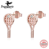 TrustDavis 925 Silver Tennis Racket Stud Earrings