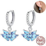925 Sterling Silver Butterfly Flower Evil Eyes Earrings