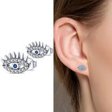 925 Sterling Silver Butterfly Flower Evil Eyes Earrings