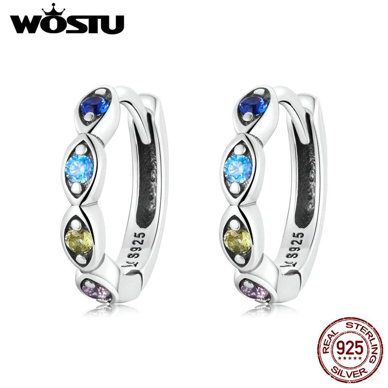 925 Silver Demon Rainbow Eye Stud Earrings Women Party Jewelry