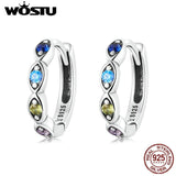 925 Silver Demon Rainbow Eye Stud Earrings Women Party Jewelry