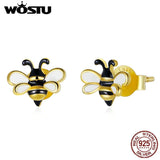 925 Silver Small Bee Earrings Insect Studs Women Jewelry