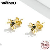 925 Silver Small Bee Earrings Insect Studs Women Jewelry