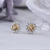 Natural Stone Earrings Silver Post CZ Stud Jewelry