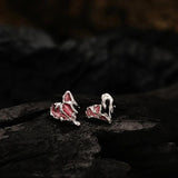 925 Silver Y2k Sweet Heart Stud Earrings Asymmetric Texture Personality Jewelry