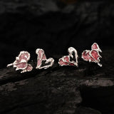 925 Silver Y2k Sweet Heart Stud Earrings Asymmetric Texture Personality Jewelry