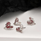 925 Silver Y2k Sweet Heart Stud Earrings Asymmetric Texture Personality Jewelry