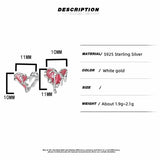 925 Silver Y2k Sweet Heart Stud Earrings Asymmetric Texture Personality Jewelry