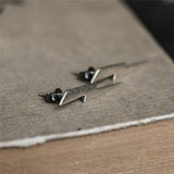 Gothic 925 Silver Lightning Stud Earrings Women Punk Accessory