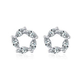 925 Silver CZ Stud Earrings Flower Charm Wedding Jewelry