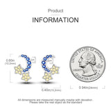 Sparkling Zircon Star Moon Stud Earrings 925 Silver Romantic Jewelry