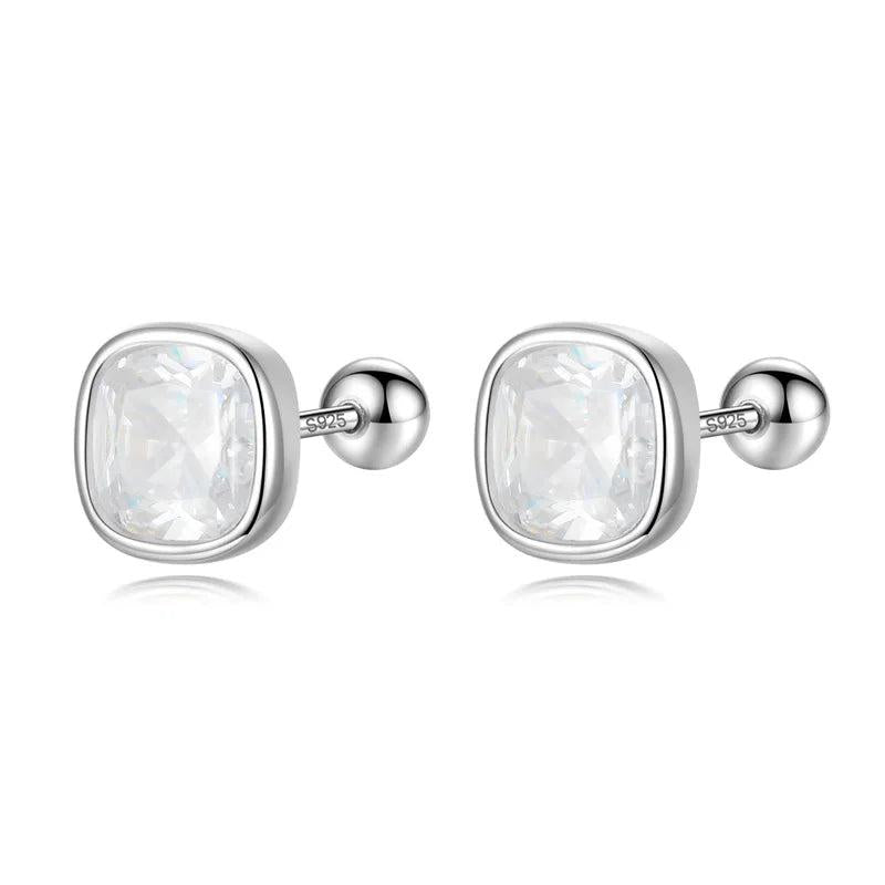 TrustDavis 925 Silver CZ Stud Earrings for Women Girls DS4052
