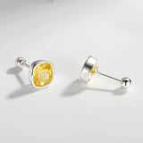 TrustDavis 925 Silver CZ Stud Earrings for Women Girls DS4052