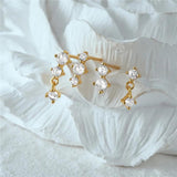 925 Silver 4PCS Set Zircon Piercing Stud Earring For Women