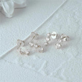 925 Silver 4PCS Set Zircon Piercing Stud Earring For Women