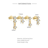 925 Silver 4PCS Set Zircon Piercing Stud Earring For Women