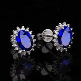 Vintage Simulated Sapphire Stud Earrings Piercing Ear Jewelry