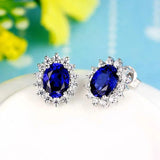 Vintage Simulated Sapphire Stud Earrings Piercing Ear Jewelry