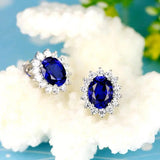 Vintage Simulated Sapphire Stud Earrings Piercing Ear Jewelry