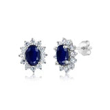 Vintage Simulated Sapphire Stud Earrings Piercing Ear Jewelry