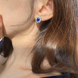 Vintage Simulated Sapphire Stud Earrings Piercing Ear Jewelry
