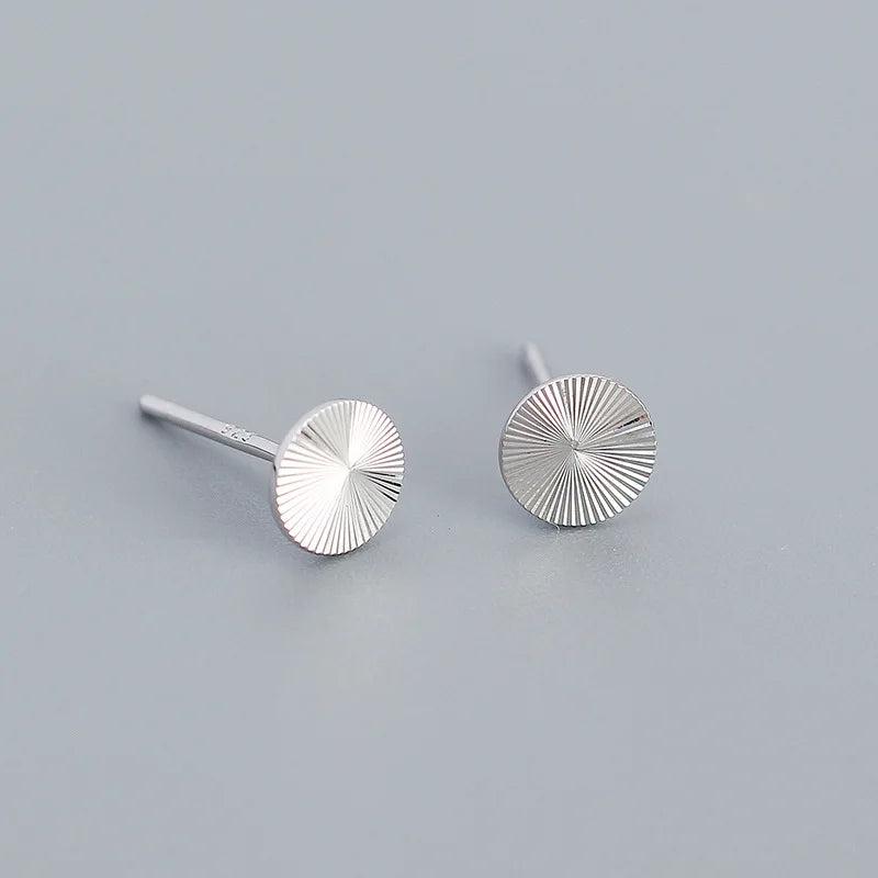 925 Silver Disc Stud Earrings for Women Teens