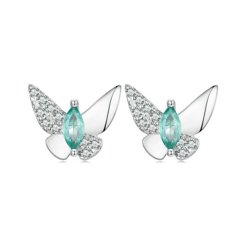 925 Silver Dragonfly Butterfly Stud Earrings Women's Gift