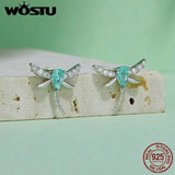 925 Silver Dragonfly Butterfly Stud Earrings Women's Gift