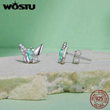 925 Silver Dragonfly Butterfly Stud Earrings Women's Gift