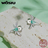 925 Silver Dragonfly Butterfly Stud Earrings Women's Gift