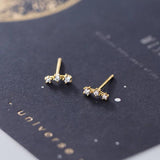 925 Sterling Silver Zircon Star Stud Earrings