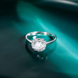 925 Silver Zircon Engagement Ring Flower Wedding Band Anillos