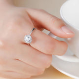 925 Silver Zircon Engagement Ring Flower Wedding Band Anillos