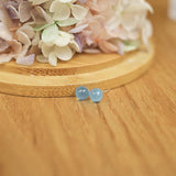 Aquamarine Crystal Earrings for Women - 6.5mm - S925 Silver