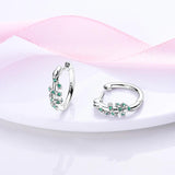 925 Silver CZ U Shape Star Moon Earrings